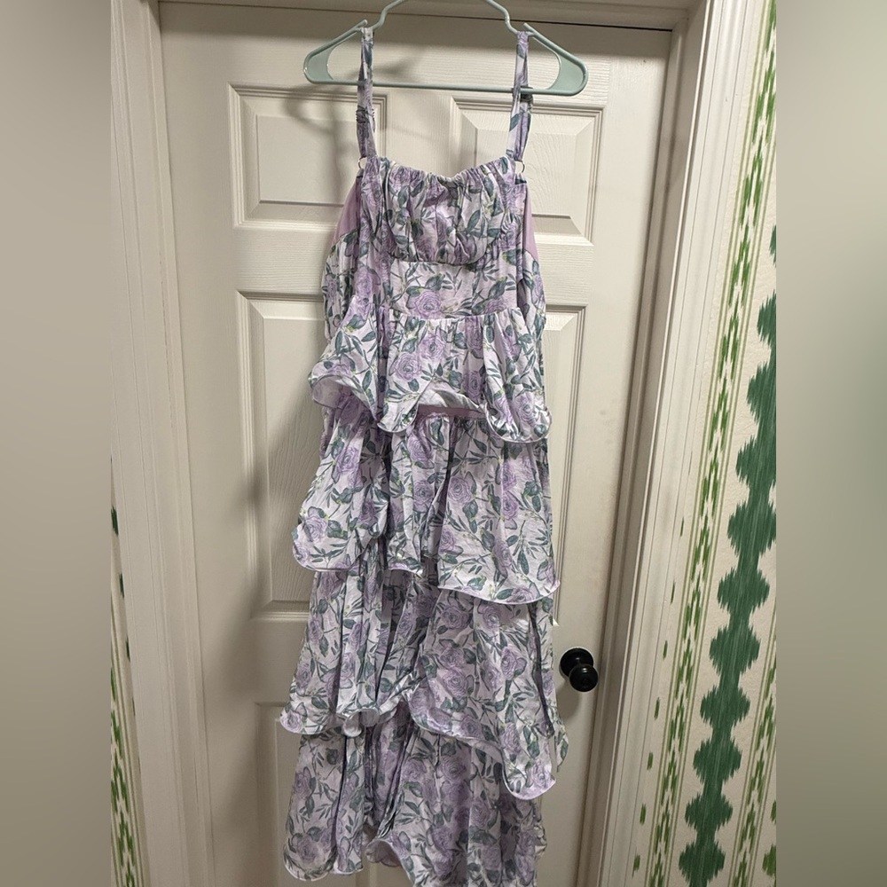 Charming Lilac Floral Tiered Dress